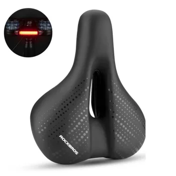 Rockbros 38218916002 MTB velosipēda sēdeklis ar aizmugurējo lukturi, 24 x 19.5 cm