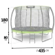 Neo-Sport dārza batuts 435 cm (14 ft) ar iekšējo tīklu un kāpnēm, zaļš