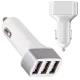 Auto lādētājs ar 3x USB portiem (1.1A, 2.1A, 3.1A), balts/sudraba