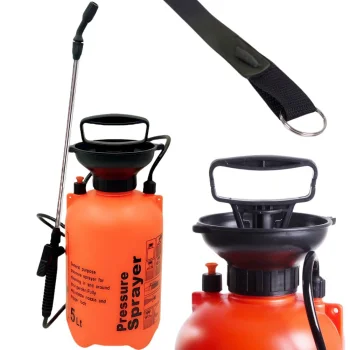Dārza rokas spiediena smidzinātājs ar garu sprauslu, 5 L, oranžs