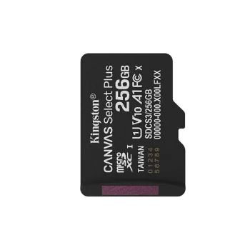 Kingston Canvas Select Plus Gen3 microSDXC atmiņas karte 256 GB 150 MB/s A1, melna