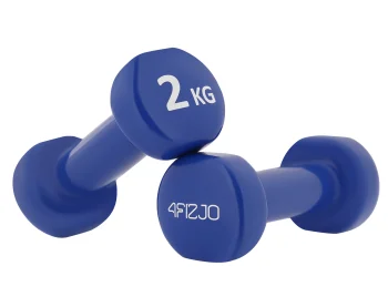 4Fizjo Classic čuguna hanteles ar vinila pārklājumu, 2 x 2 kg, zilas