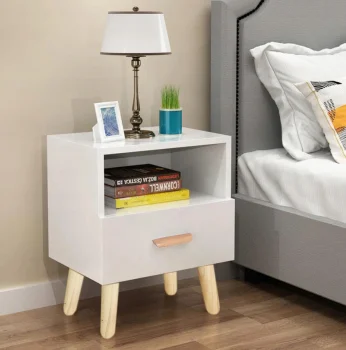 Modernhome WYJ-258 naktsgaldiņš ar atvilktni, balts