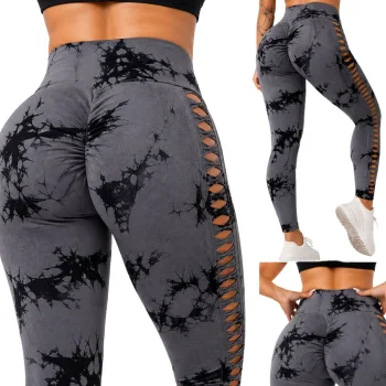 Sieviešu push-up fitnesa legingi ar augsto jostasvietu, marmora raksts, S/M