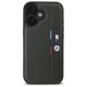 BMW M Perforated Tricolor Detail Line iPhone 16 vāciņš, tumši pelēks
