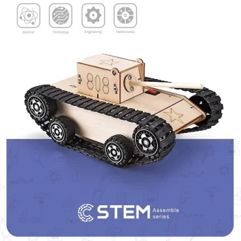 Koka konstruktors Elektriskais tanks, STEM izglītojoša rotaļlieta