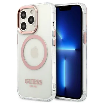 Apple iPhone 13 Pro 6.1'' Guess Metal Outline Magsafe Case Cover, Pink | Telefona Maciņš Vāks Apvalks Bampers