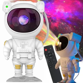 Zvaigžņu projektors Astronauts, LED nakts lampiņa ar tālvadības pulti