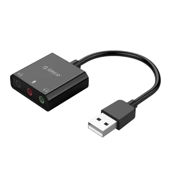 Orico SKT3 ārējā skaņas karte ar USB-A un 3.5 mm ligzdām, melna