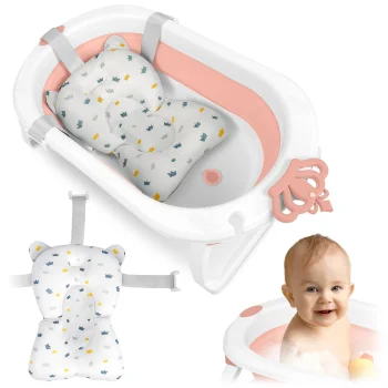 Ricokids 728601 saliekama bērnu vanniņa ar ieliktni, balta/rozā