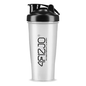 4FIZJO PRO sporta šeikeris ar sietiņu un bumbiņu 650 ml, caurspīdīgs ar melnu