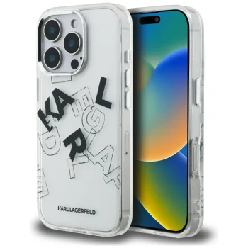 Karl Lagerfeld IML Sketched Graphic vāciņš Apple iPhone 16 Pro, Caurspīdīgs