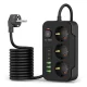 Tech-Protect PC3X6 pagarinātājs ar 3 rozetēm + 3xUSB-A + 3xUSB-C 200cm, melns