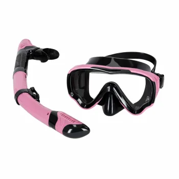 Panorāmas snorkelēšanas maskas un sausās caurules komplekts, rozā-melns