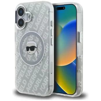 Karl Lagerfeld IML Karl Head Logo MagSafe vāciņš iPhone 16, pelēks