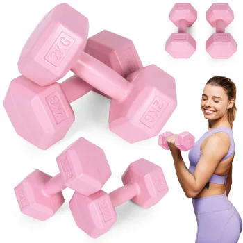 Sešstūra hanteles MOVEPRO 2x2 kg, sārtas