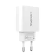 Sienas lādētājs Wozinsky WLS-20W, 20 W, USB-A un USB-C, ar 1 m USB-C kabeli, balts