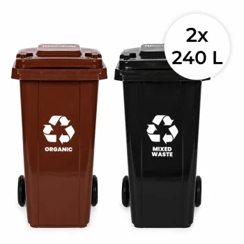 2 atkritumu tvertņu komplekts (2x 240 l), melns un brūns