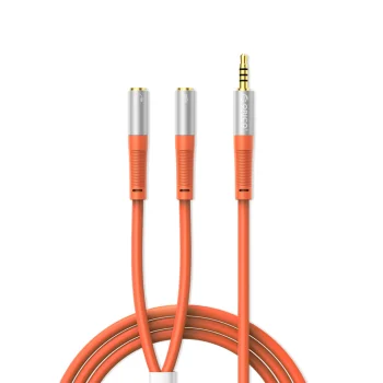 Orico AX2-10 audio sadalītājs 3.5 mm spraudnis uz austiņām un mikrofonam 1 m, oranžs