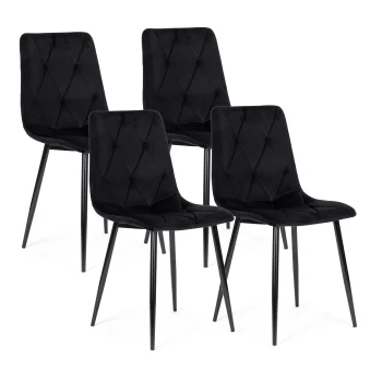 Modernhome 4 velūra krēslu komplekts ēdamistabai un viesistabai, melns