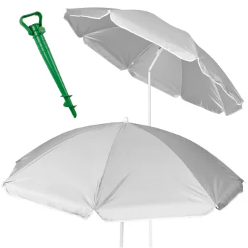 Regulējams pludmales un dārza saulessargs ar UV aizsardzību, 150 cm, pelēks