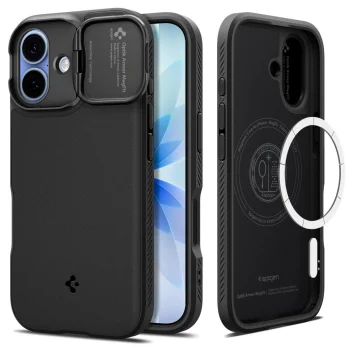 Spigen Optik Armor MagSafe Vāciņš iPhone 17 - Melns ar Kameras Aizsargu | Camera Cover