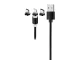 Magnētiskais uzlādes kabelis 3-in-1 Micro USB / Type-C / Lightning, 1m, melns