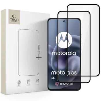 Tech-Protect Glass Fit+ aizsargstikls Motorola Moto G86 5G / G86 Power (2 gab.), melns