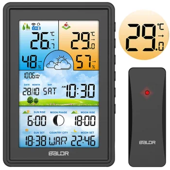 Baldr BD-906 bezvadu meteoroloģiskā stacija, melna