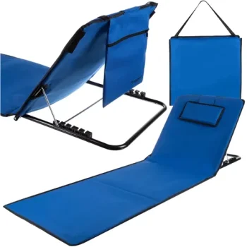 Trizand Pludmales paklājiņš ar atzveltni un spilvenu 150x50 cm, Zils