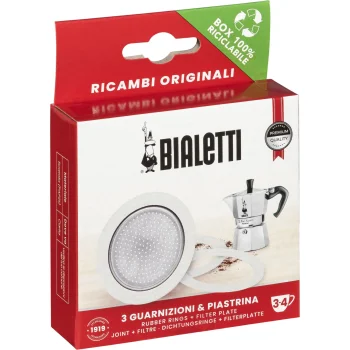 Bialetti blīves un filtrs 3-4 tasītēm (3 blīves + 1 filtrs)