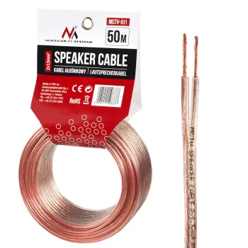 Maclean MCTV-511 skaļruņu kabelis, 2x1.5mm2, 50m, caurspīdīgs