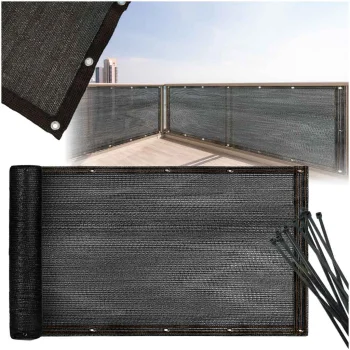 Balkona aizsargekrāns ar stiprinājumiem, ēnojošs PVC siets, 105x700 cm, 150g/m2, UV, melns