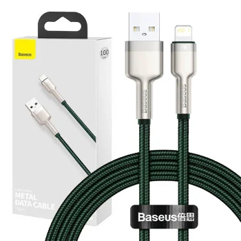 USB uz Lightning kabelis Baseus Cafule CALJK-A06 2.4A 1m Zaļš