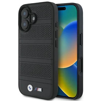 BMW M Perforated And Stitched Line MagSafe vāciņš iPhone 16, melns