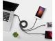 3-in-1 USB kabelis Lightning / Micro USB / Type-C 1,2 m melns
