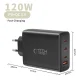 Tech-Protect NC120W-GAN 120W 4 pieslēgvietu lādētājs melns