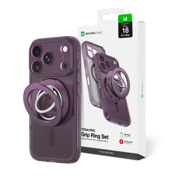 AmazingThing Titan Pro Lens Ring Set vāciņš iPhone 18 Pro Max ar MagSafe, violets