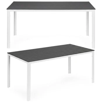Dārza galds 6 personām 156x78 cm Polywood MultiGarden, pelēks balts