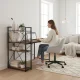ModernHome datorgalds ar plauktu 120x60 cm, riekstkoka/metāla