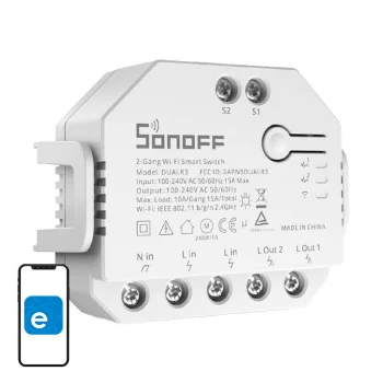 Sonoff 2 Kanālu Viedais Wi-Fi Slēdzis ar Jaudas Mērīšanu Dual R3