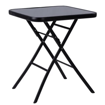 Saliekamais dārza galds MultiGarden ar stikla virsmu 60x60 cm, melns