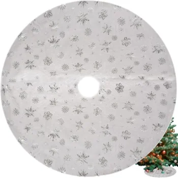 Paklājs zem eglītes Ruhhy 78 cm, balts ar sudraba rakstu