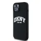 DKNY iPhone 14 vāciņš Liquid Silicone White Printed Logo MagSafe, melns