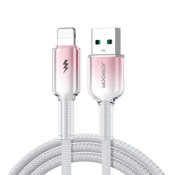 USB-A uz Lightning kabelis Joyroom S-A42 Crystal-Clear Series 3A 1.2m, balts