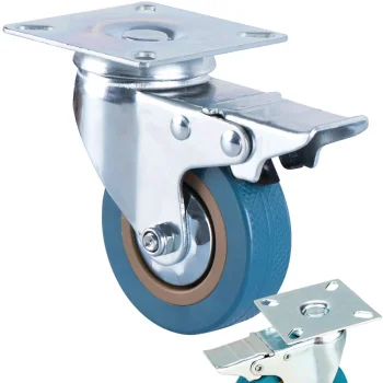 Grozāms mēbeļu ritentiņš ar bremzi (4 collas / 100 mm), metāla/plastmasas, zils