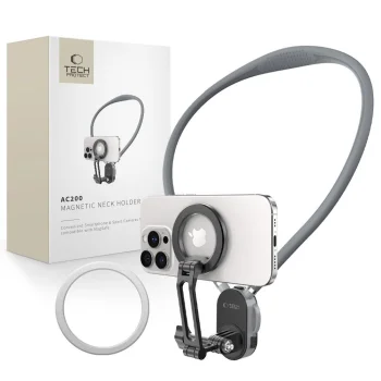 Tech-Protect AC200 magnētiskais kakla stiprinājums MagSafe, GoPro, DJI, pelēks