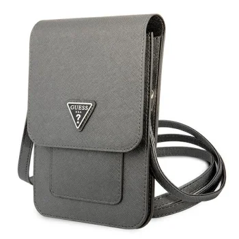 Guess Saffiano Triangle viedtālruņa soma un maks, pelēka