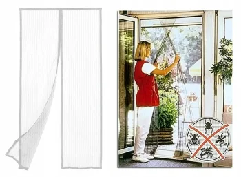 Divdaļīgs durvju moskītu tīkls 120x200cm Balts