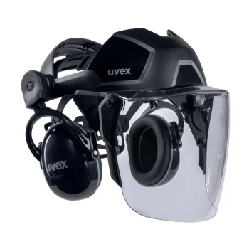 Sejas aizsargs ar austiņām uvex pheos faceguard, 52-64 cm, melns
